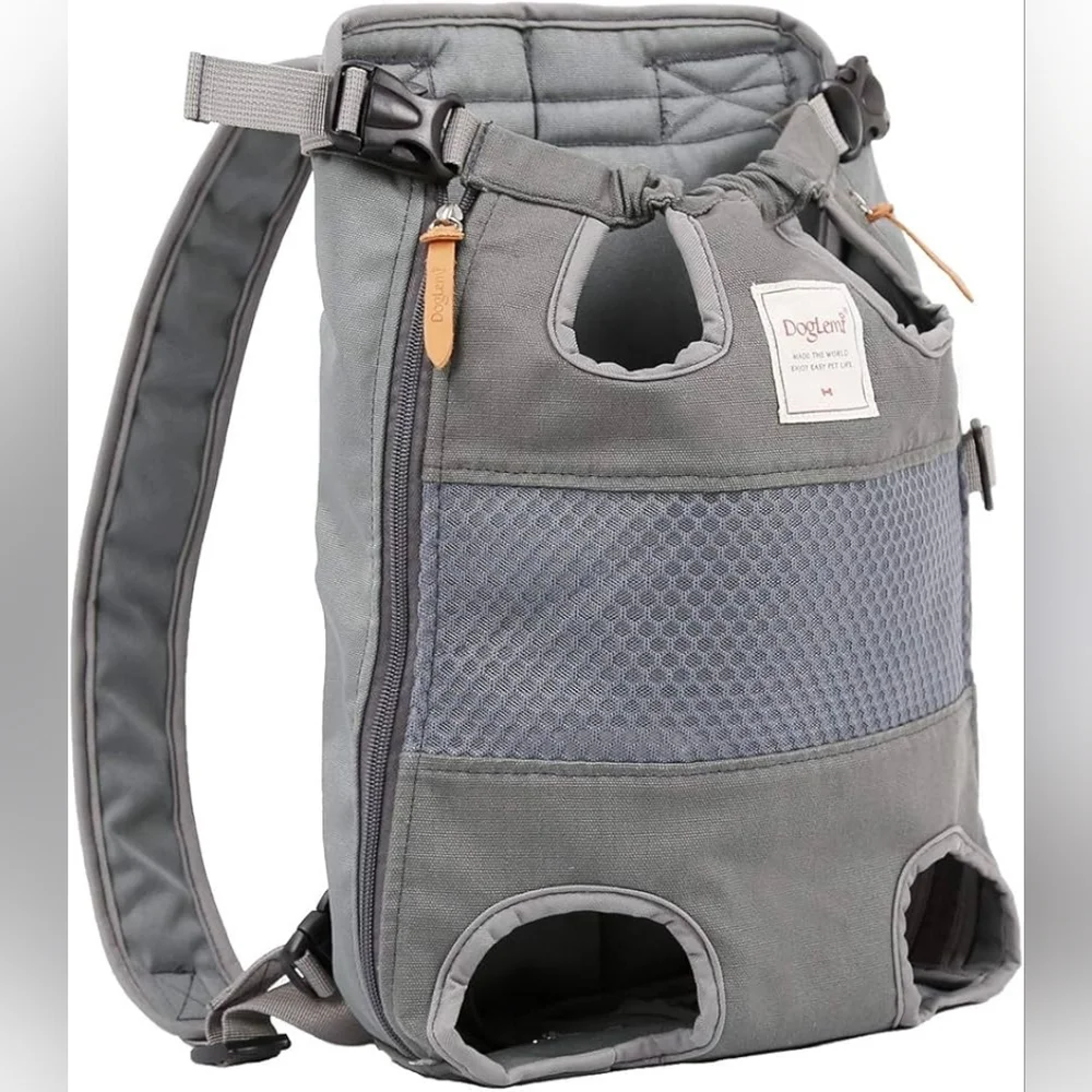 Pet Carrier Backpack Gray, Front/Back Facing - For Small Dog, Puppy or Cat